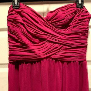 Ralph Lauren Strapless Fuchsia Ruched Bodice Gown
